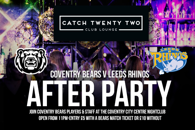 BEARS V RHINOS AFTER PARTY VENUE