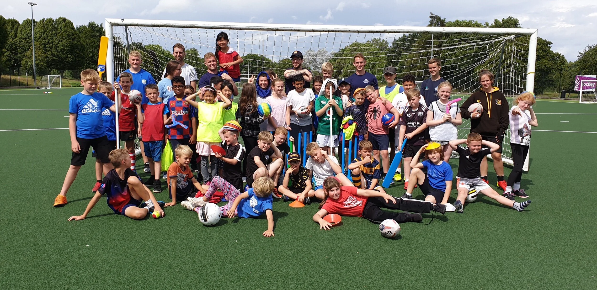 The youngsters taking part in the Bearfest Summer camp together with the coaches Ryan Alexander, Peter Ryan, Richard Squires, Elliot Hall and Callum Manley.