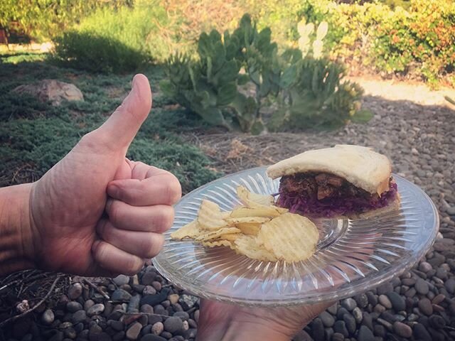 @briguycomedy and I enjoyed a night off from the kitchen thanks to @themoderntearoom and @theblvdlancaster. Here&rsquo;s half of the #bbqjackfruitsandwich which could easily replace pulled pork. So many great flavors! (We also has the Modern Mushroom