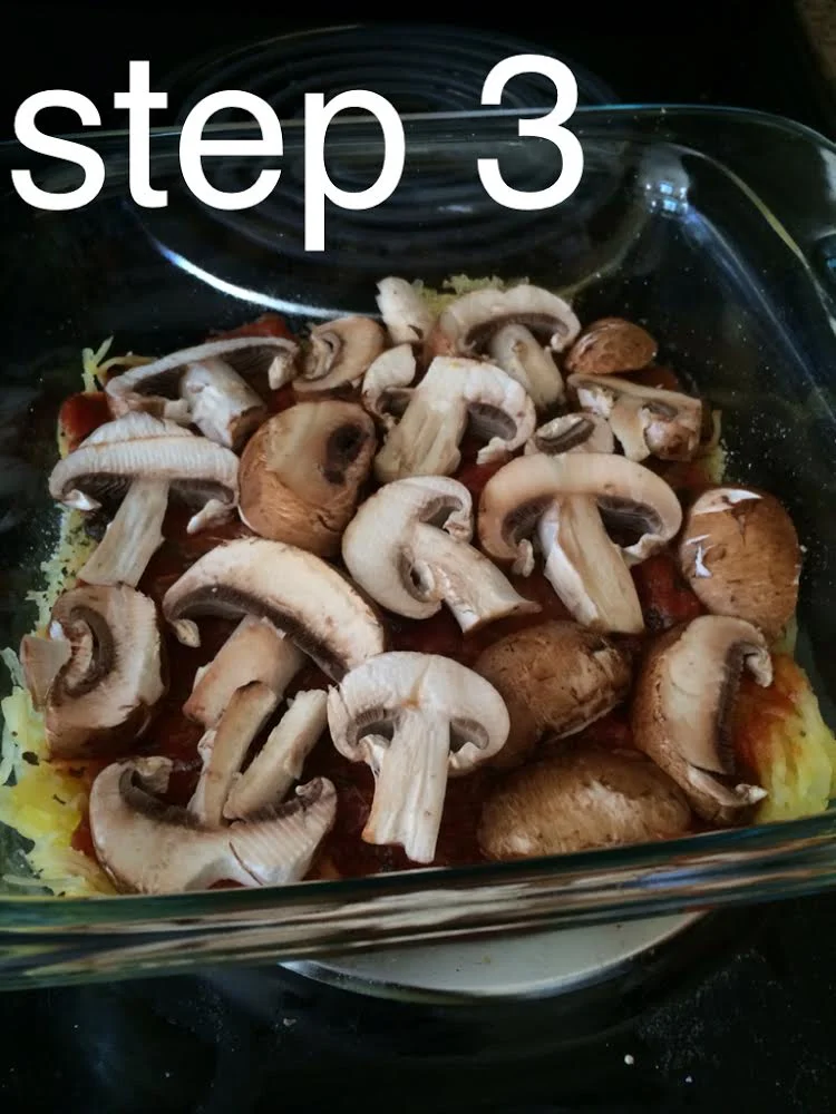 Step 3: A layer of mushrooms.