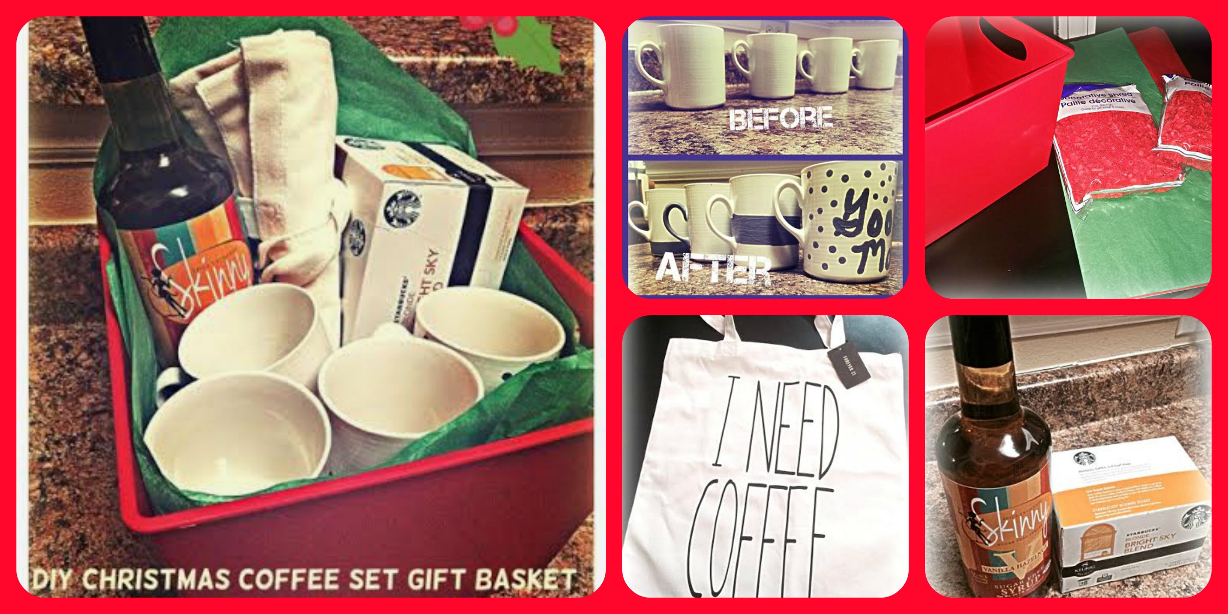 Here are all of the elements that went into putting together this Coffee Gift Basket. 