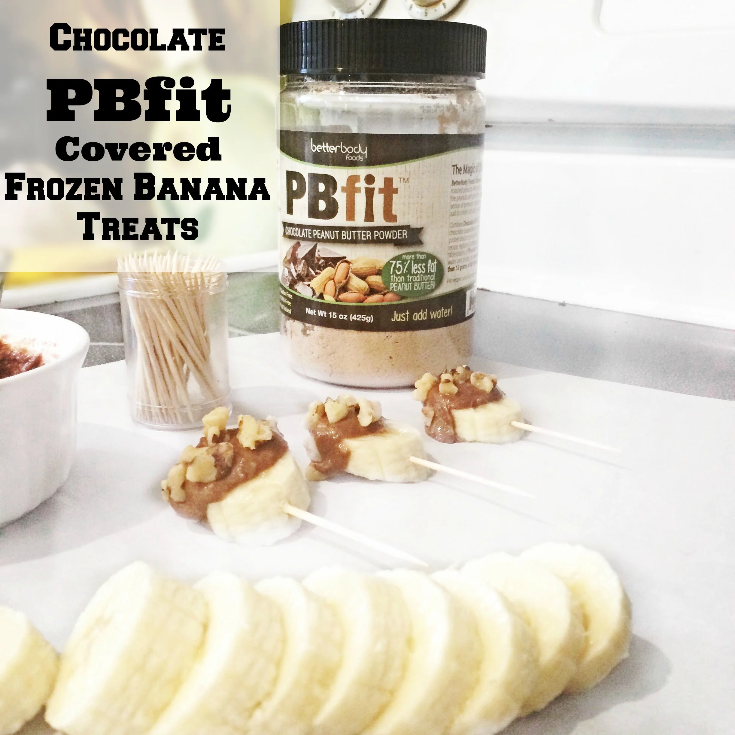 Chocolate PBfit Covered Frozen Bananas With Walnuts