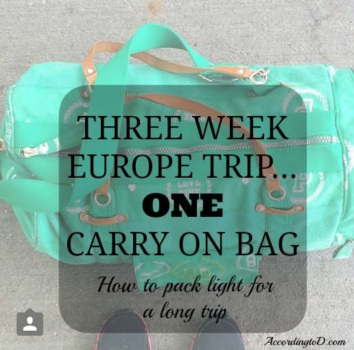 three week europe trip in one carry on bag