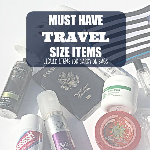 travel size items and toiletries