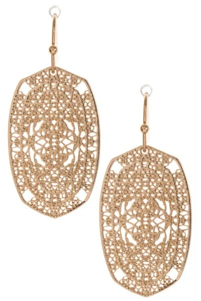 Gold oval cutout earrings 