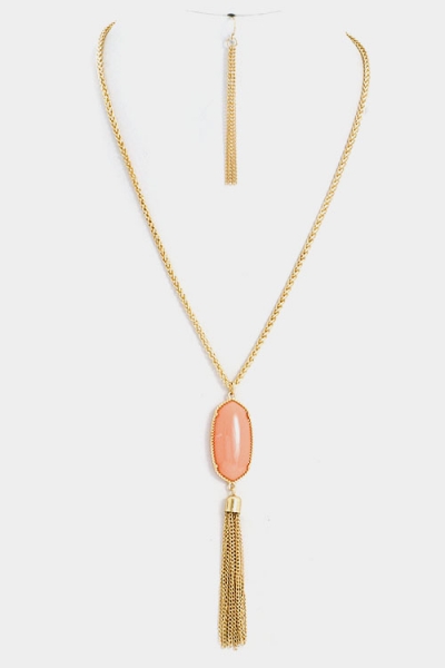 Coral tassel necklace