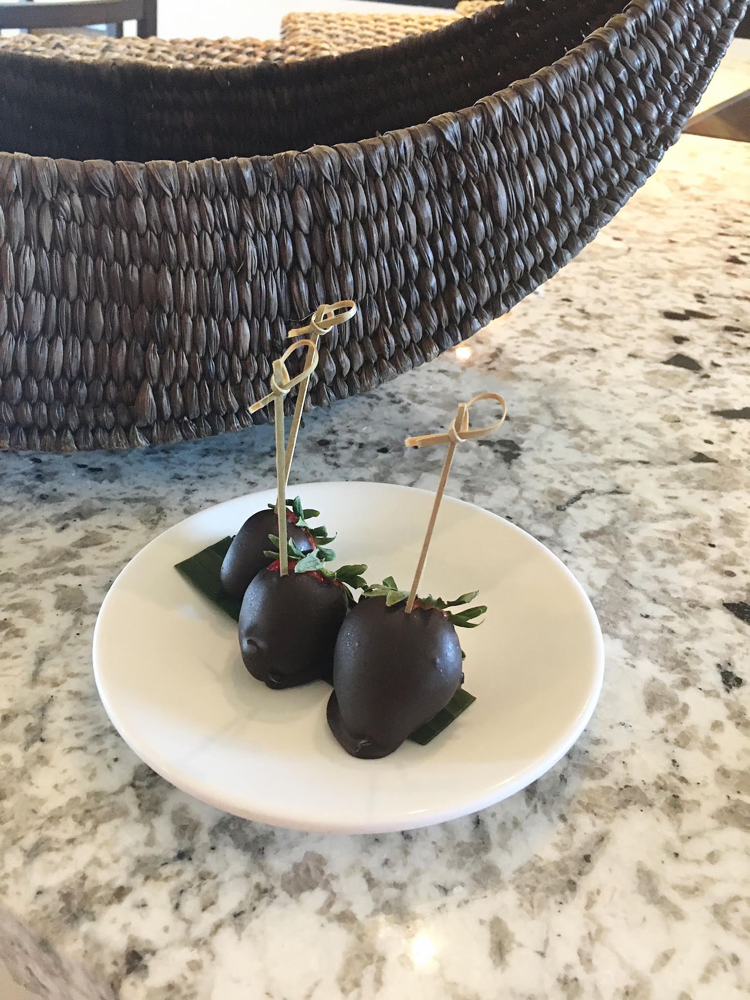 Chocolate strawberries upon arrival