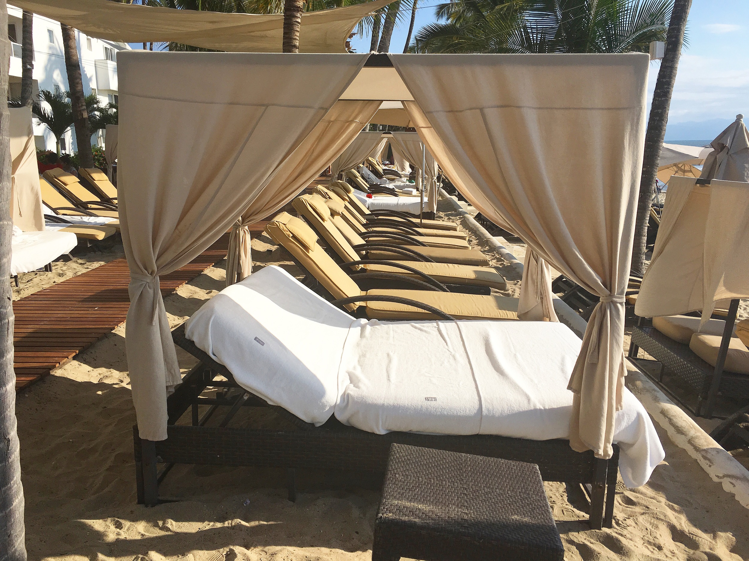 Cabanas at private beach