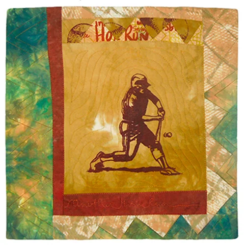 Another Home Run, 12"wide x 12" high, 2015 SAQA Auction Donation