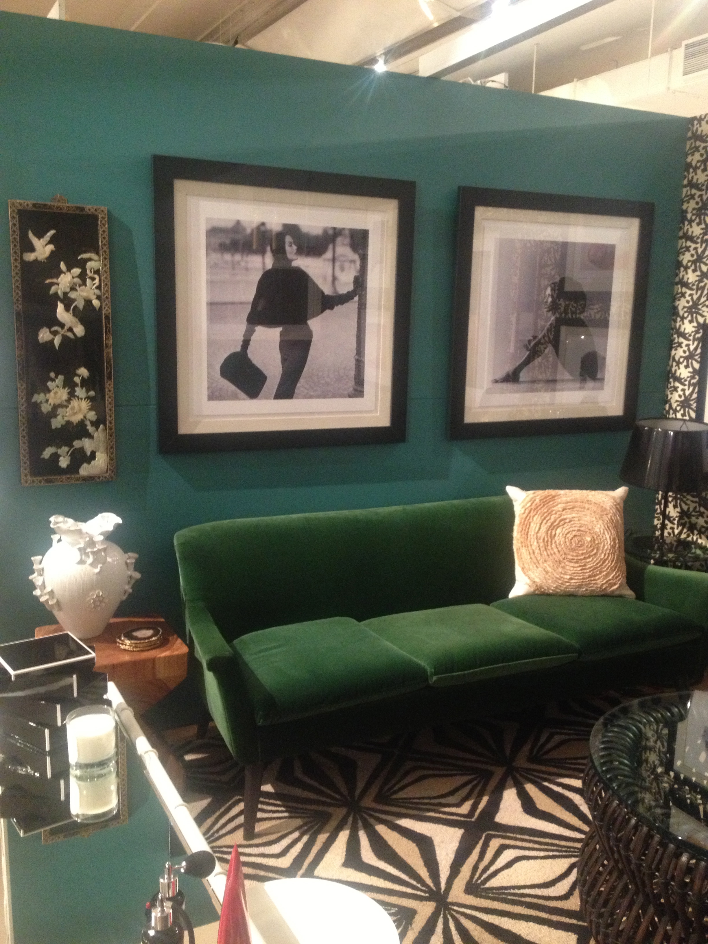 My Room & Board Sofa below Vogue prints and a chinese panel from my mother. 
