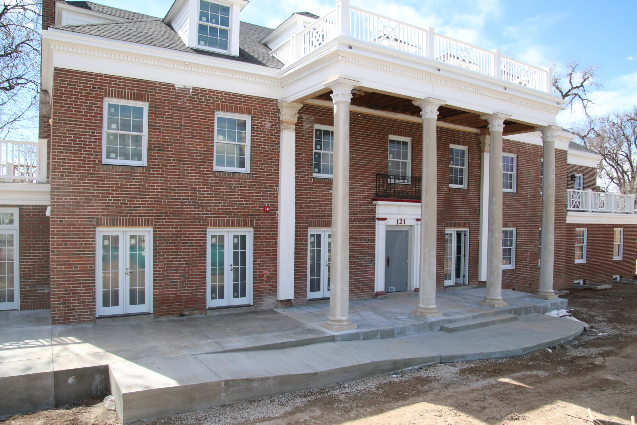 New columns, portico, porch, and accessibility ramp