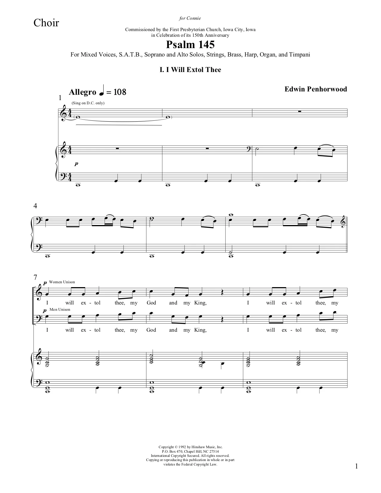 4 Stave Choir / Piano Part 