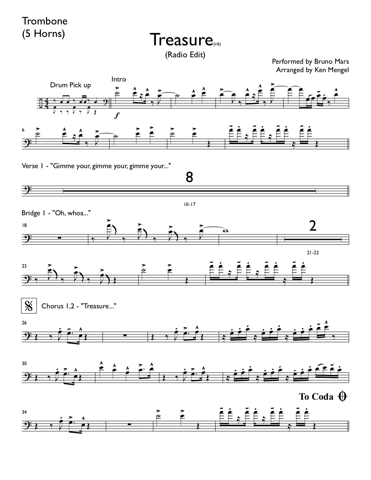 Single Staff Trombone Part