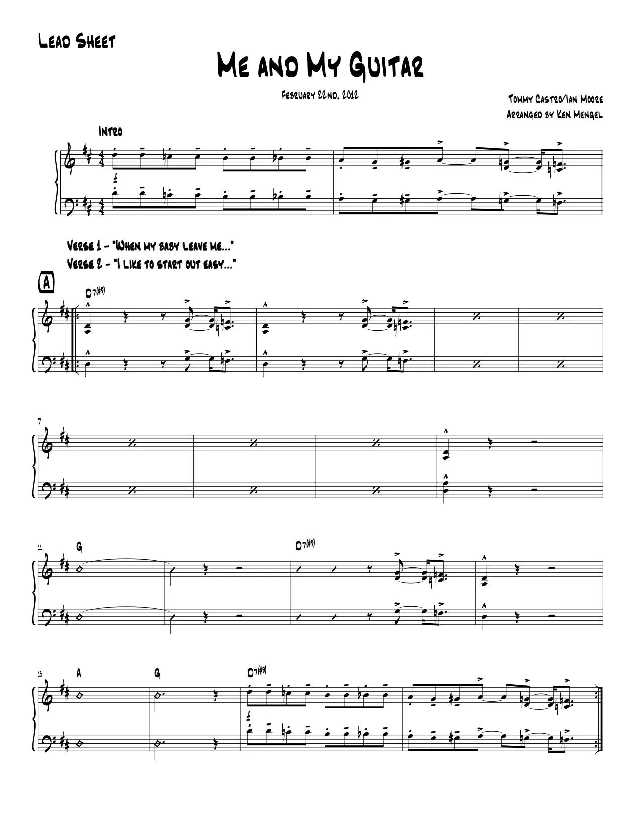 2 Stave Lead Sheet (Jazz Font)