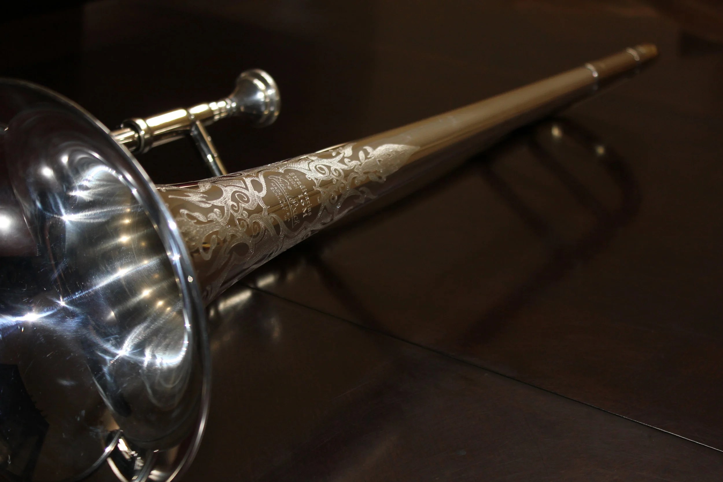 Silver Plated Bach 16M Trombone. Custom Engraving. 