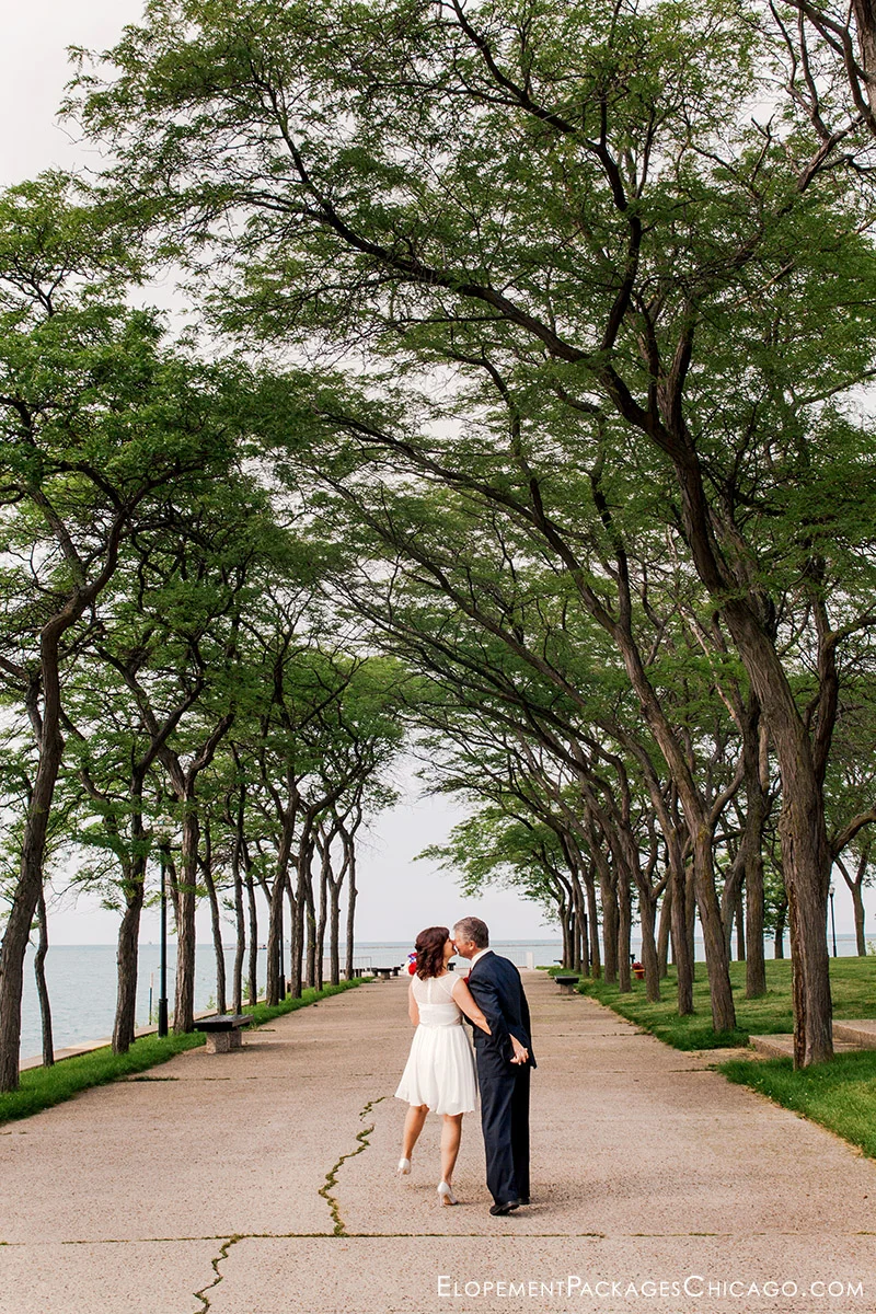 outdoor tree lined park elopement