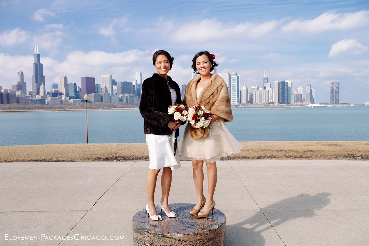 Chicago skyline elopement