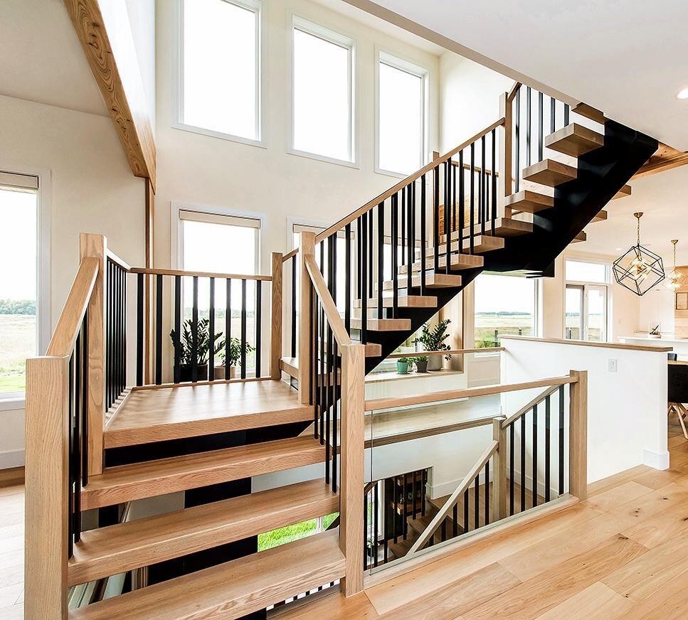 This is one of our favorite projects we have ever done! So much fun working with @havenbuilders on the 2016 Hospital Home Lottery grand prize show home. This thing is solid! #stairs #railing #yxe #bpbanister #stairbuilder #monostringer #selfsupportin