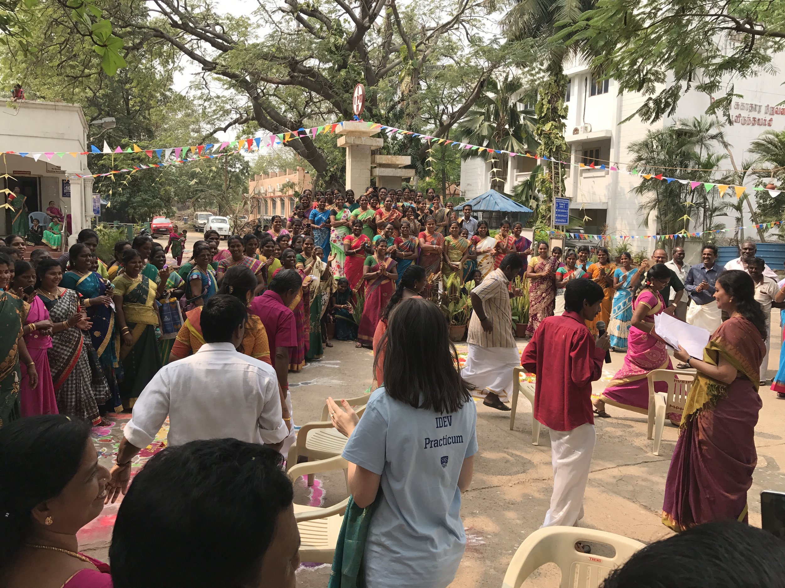 Practicum Team members joined in on the fun and games:&nbsp;playing musical chairs, learning dance moves, and eating the traditional meal of Chakkara Pongal, a delicious sweet rice dish cooked in milk with raisins and spices.&nbsp; 