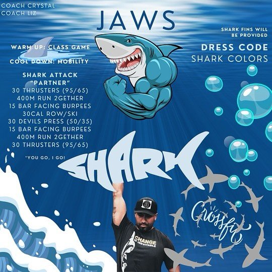 Sharktank Spirit week day 3 🦈🦈🦈🦈

Brought to you by Coach @crystall_mtz  @kiwigirl916 

#sharktank #spiritweek #crossfit #fitness #community #gym #teamwork