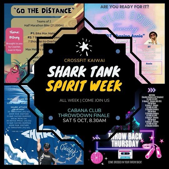 Quick reminder!  We have our 2024 SHARK TANK SPIRIT WEEK next week!  Coaches have teamed up to create some fun for each day this coming week Monday-Thursday with our finale at The Cabana Club on Saturday morning!

Big thanks to our Coaches teams!
Coa