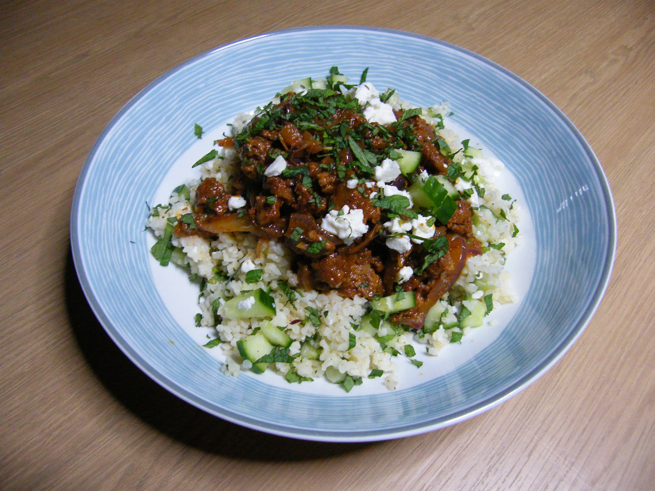 Speedy Minted Lamb and Feta Bulgur