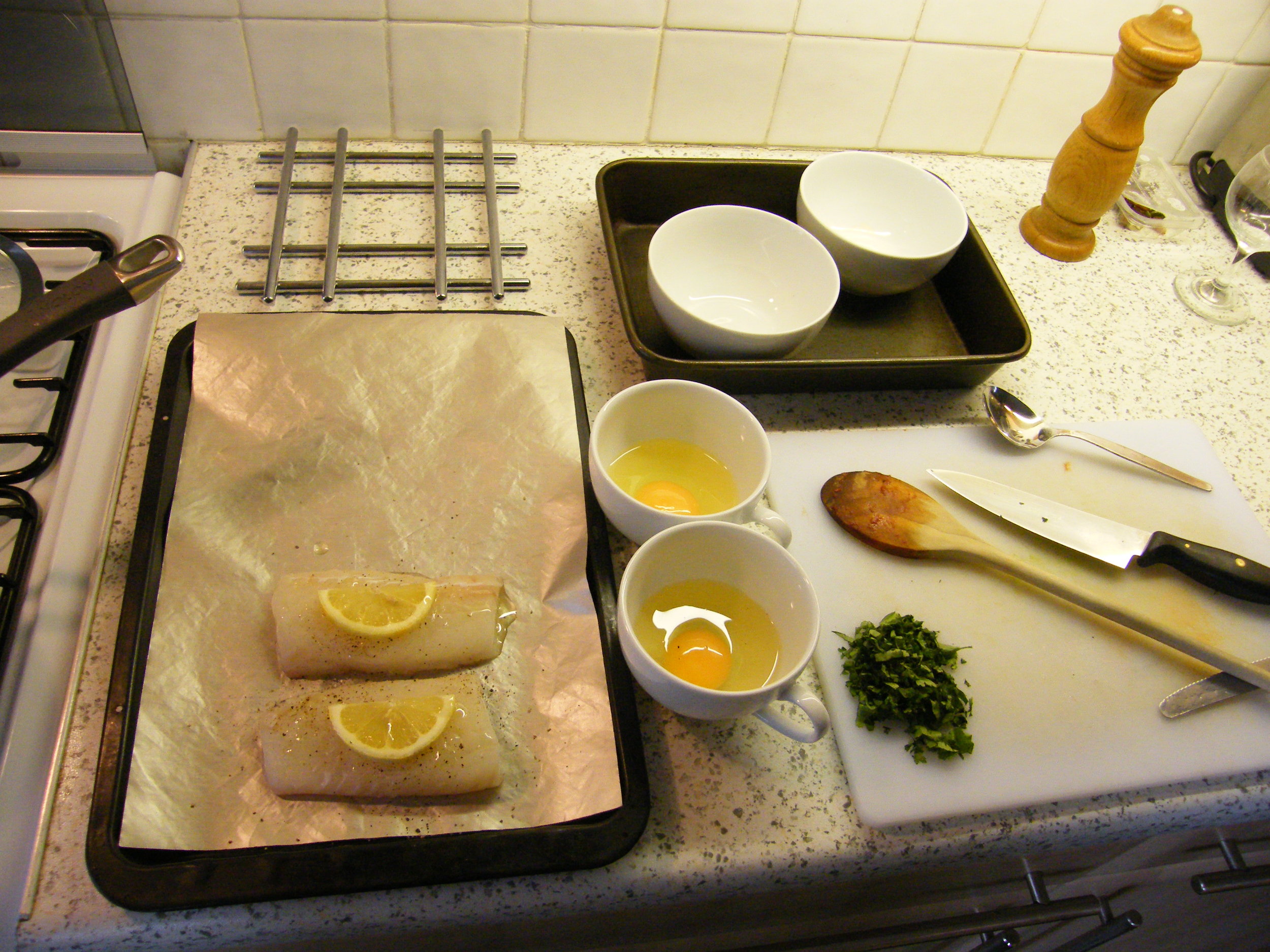 Lemony Haddock Tomatoes Egg