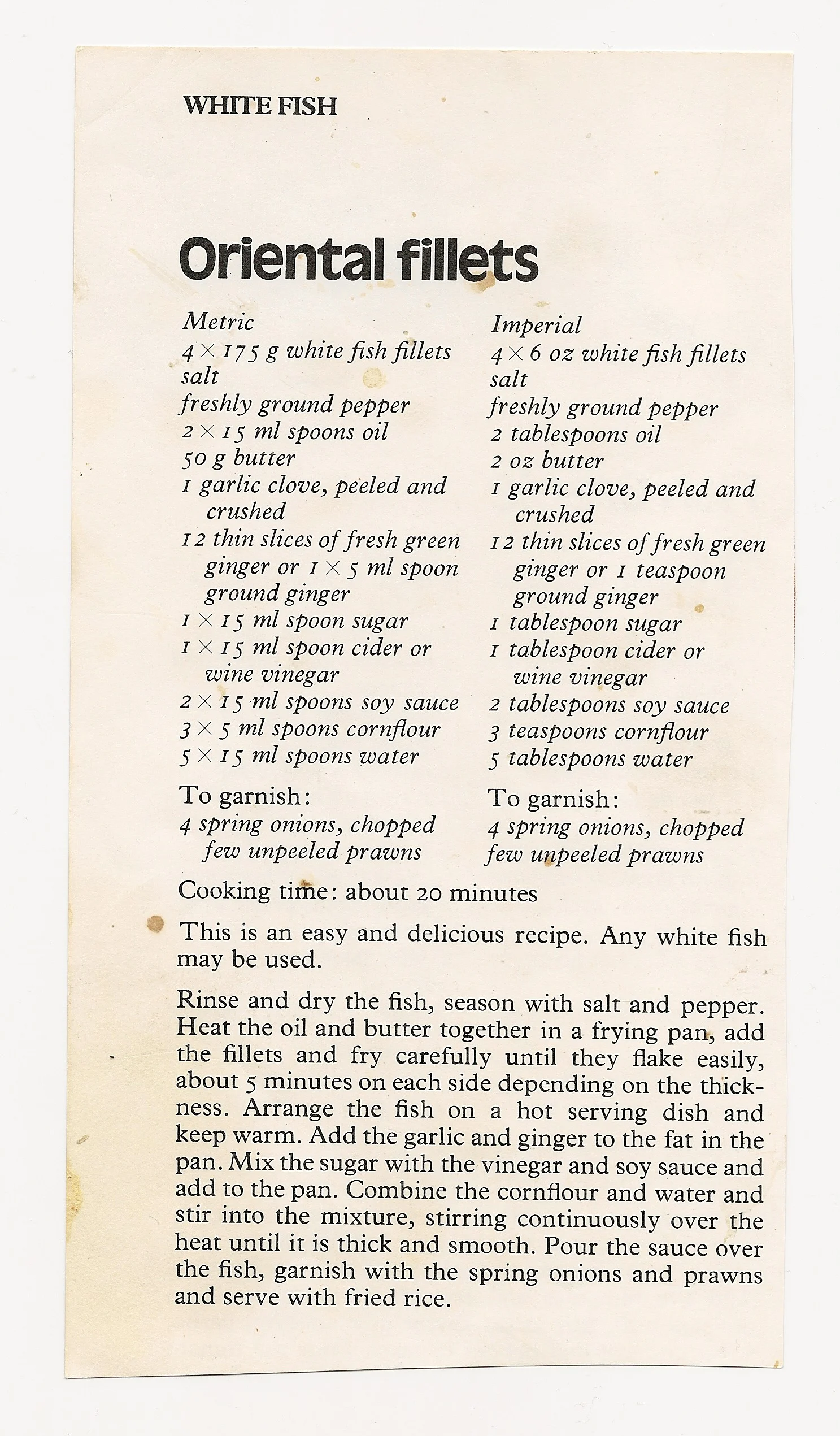Oriental fillets