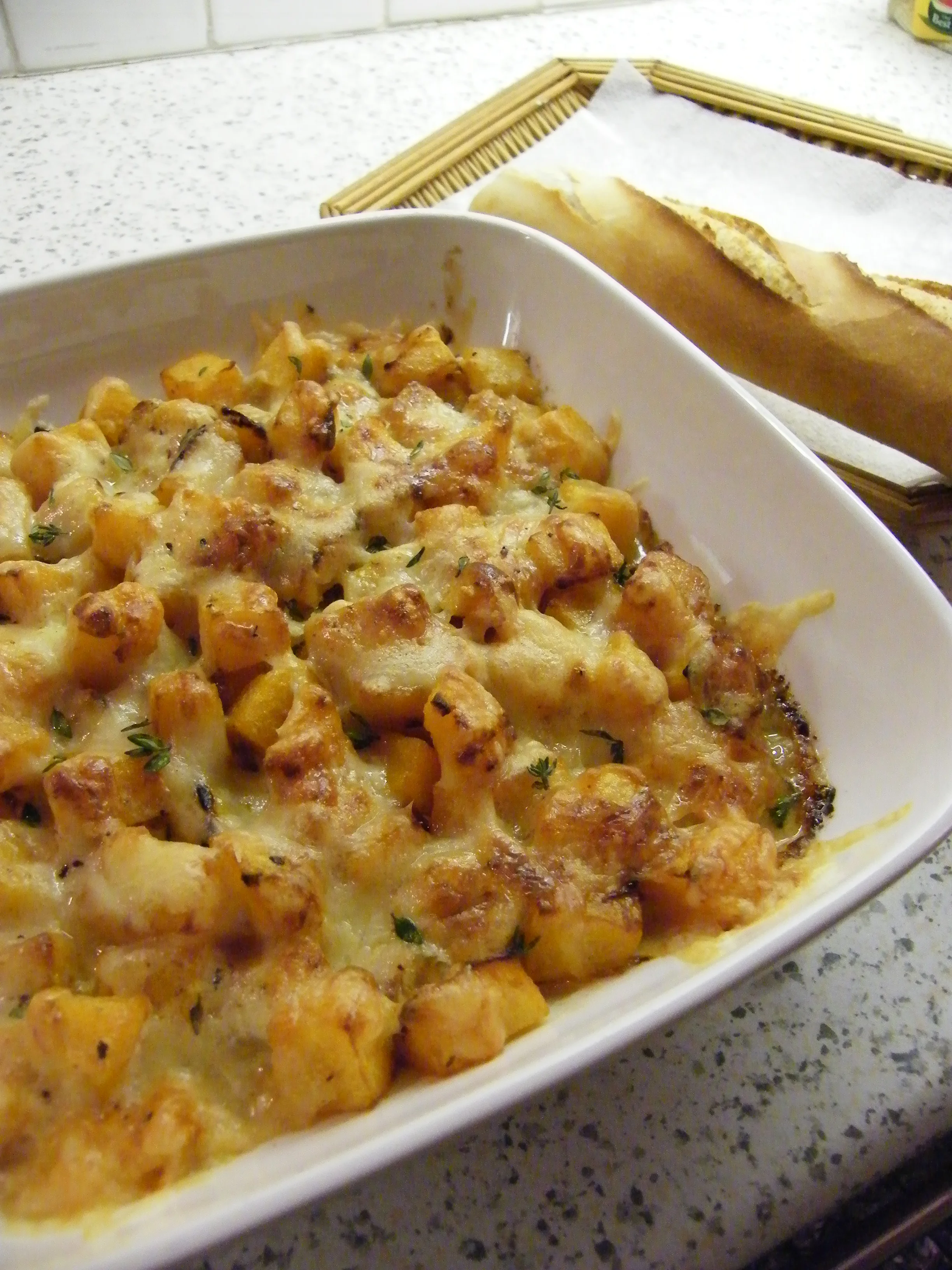 Squash, tomato, onion & gruyere gratin