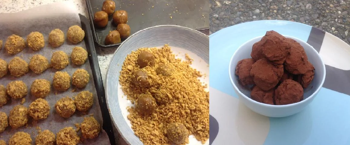Salted caramel and peanut truffles