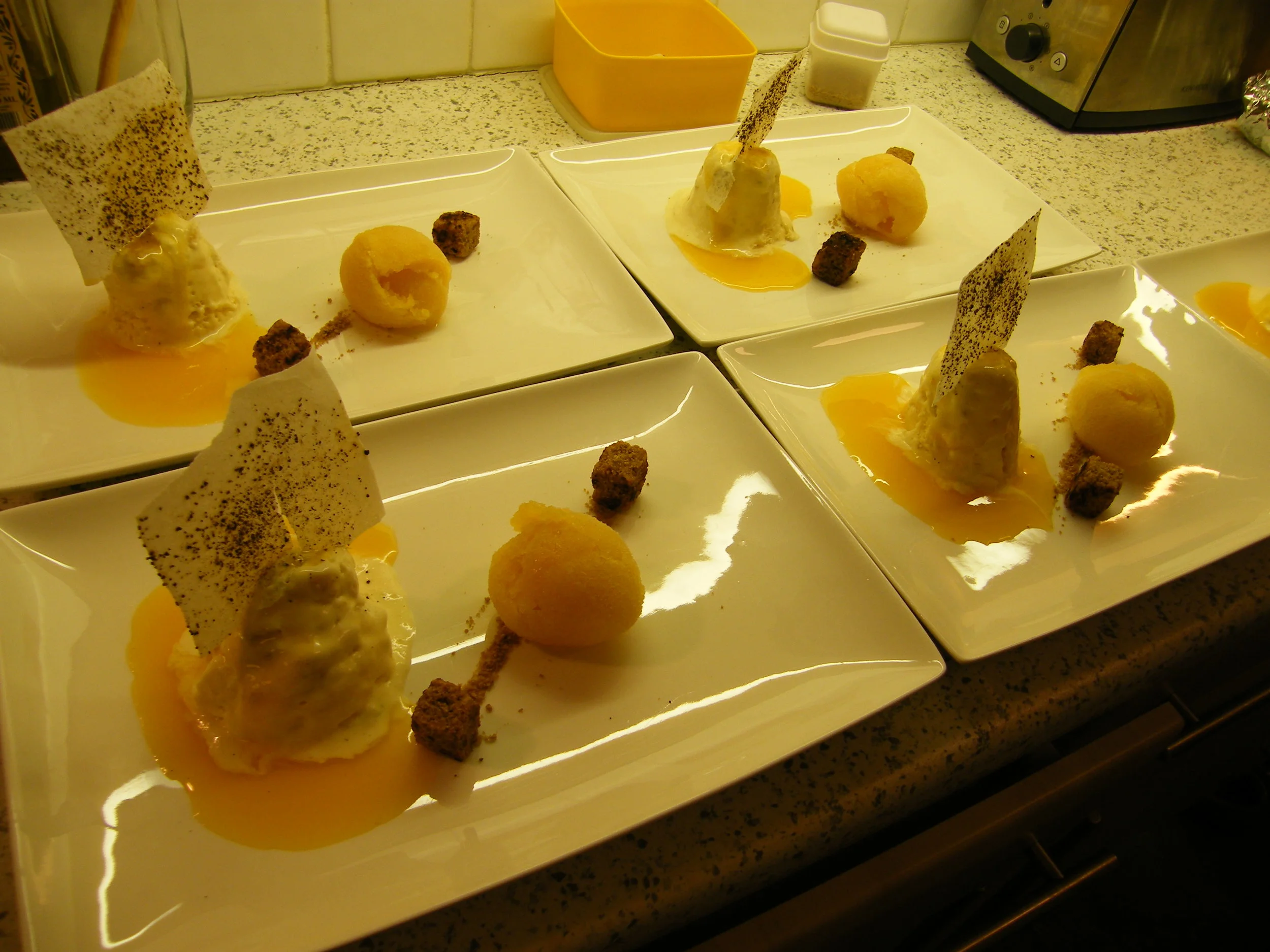 Ginger and Macadamia Semifreddo & Passion Fruit Sorbet