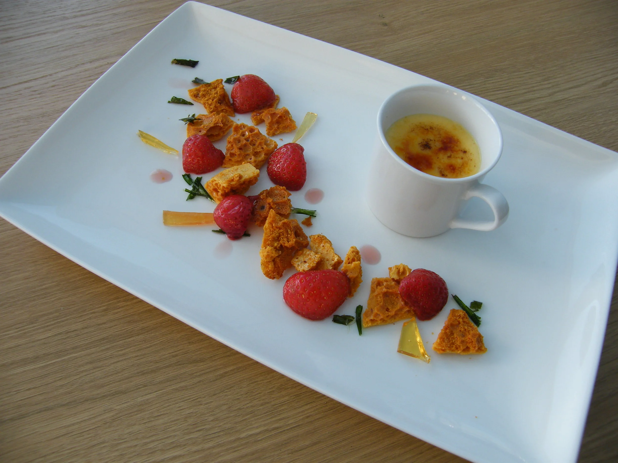 Strawberries, Tarragon, Burnt English Cream