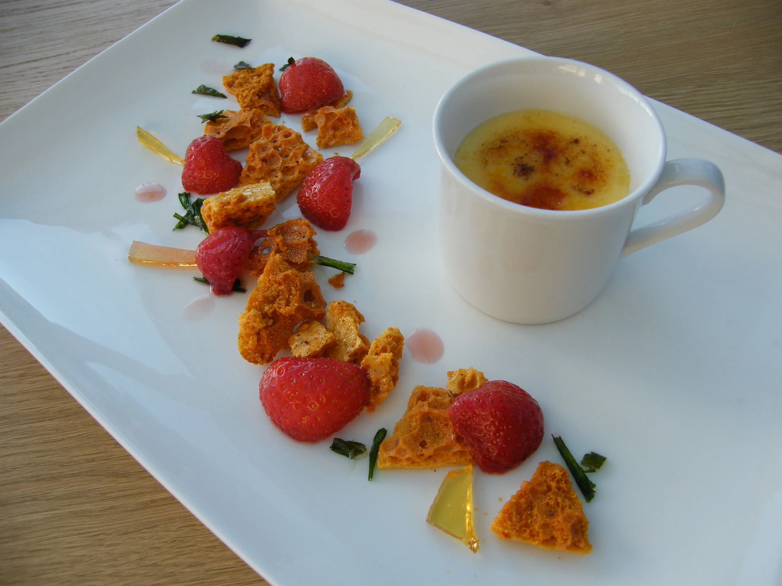 Strawberries, Tarragon, Burnt English Cream