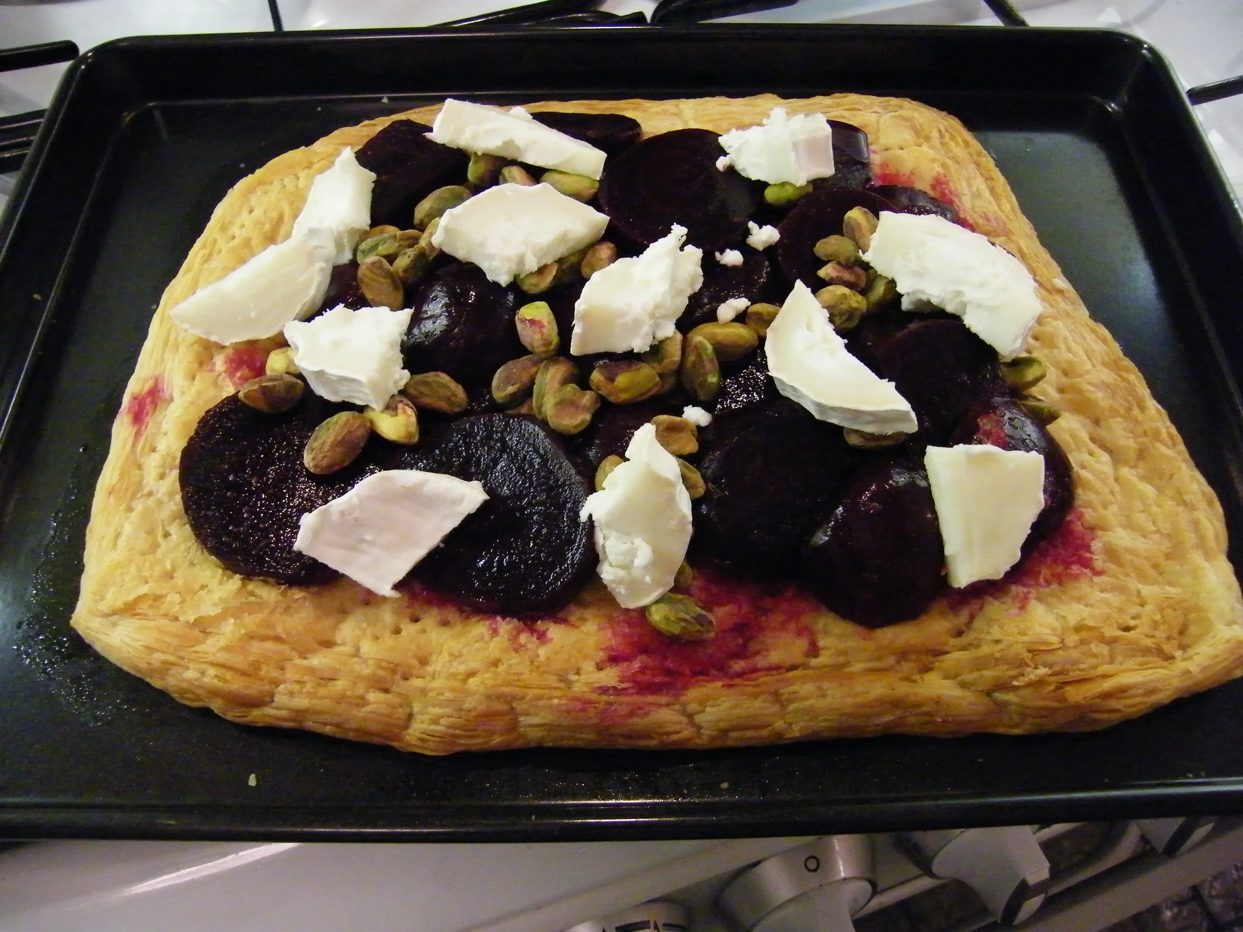 Beetroot, Goat's Cheese and Pistachio Tart