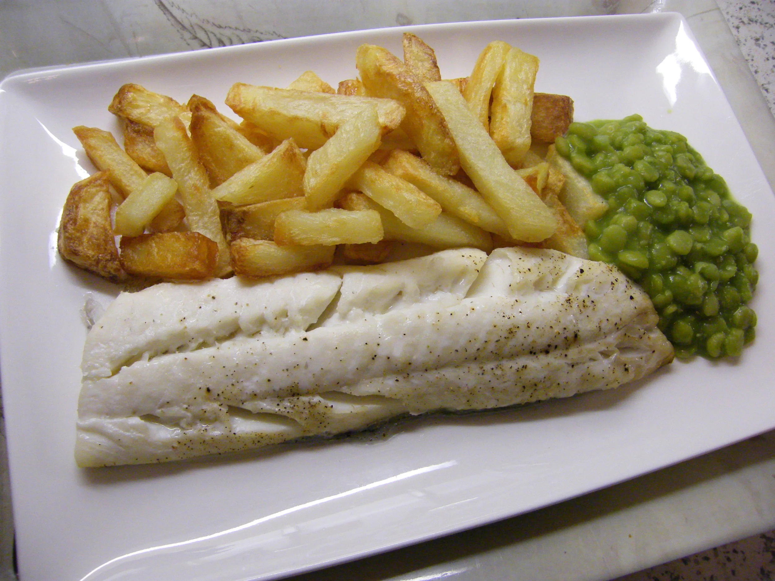 Haddock, Chips and Peas