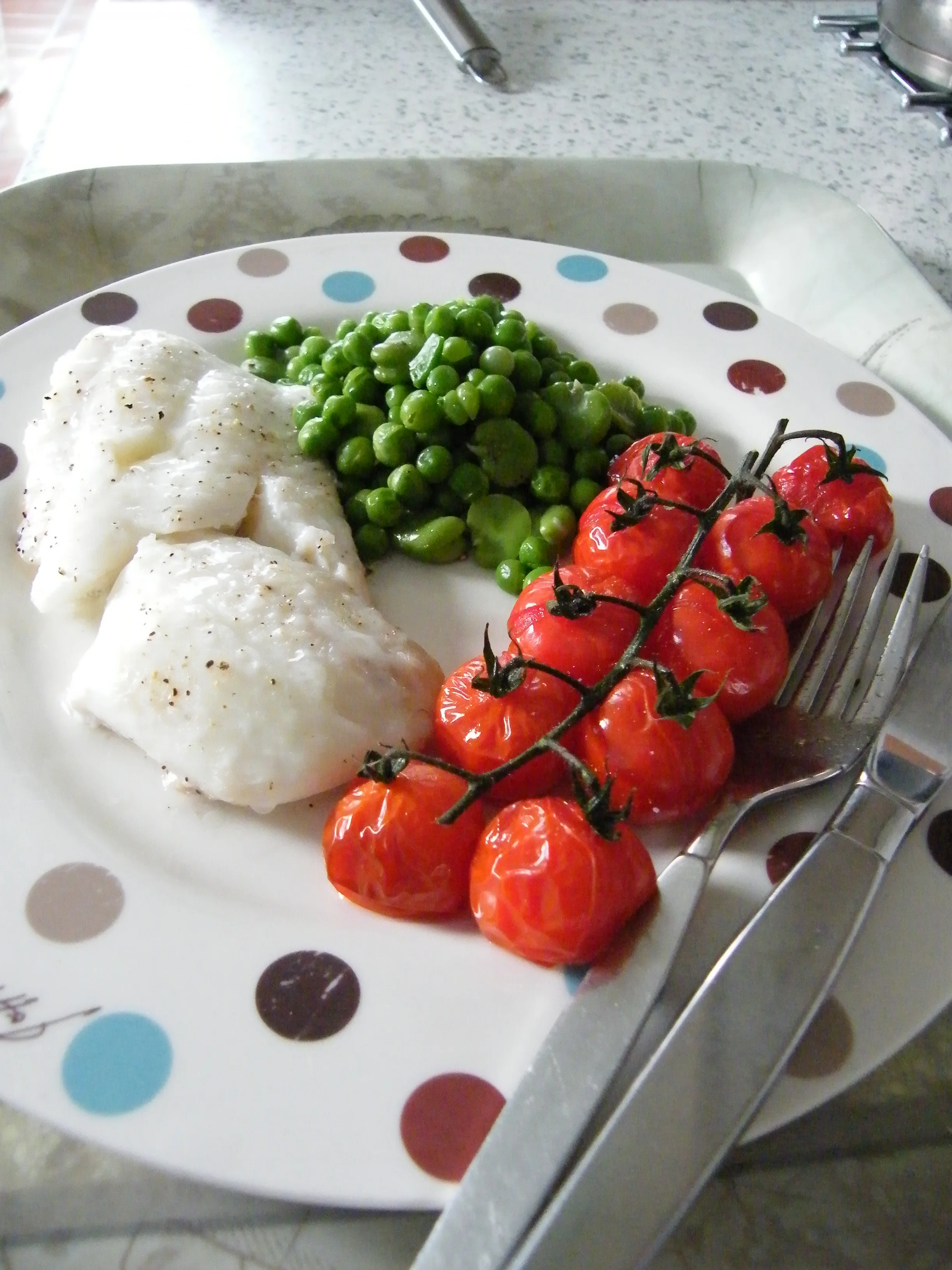 Baked Haddock with Reds and Greens