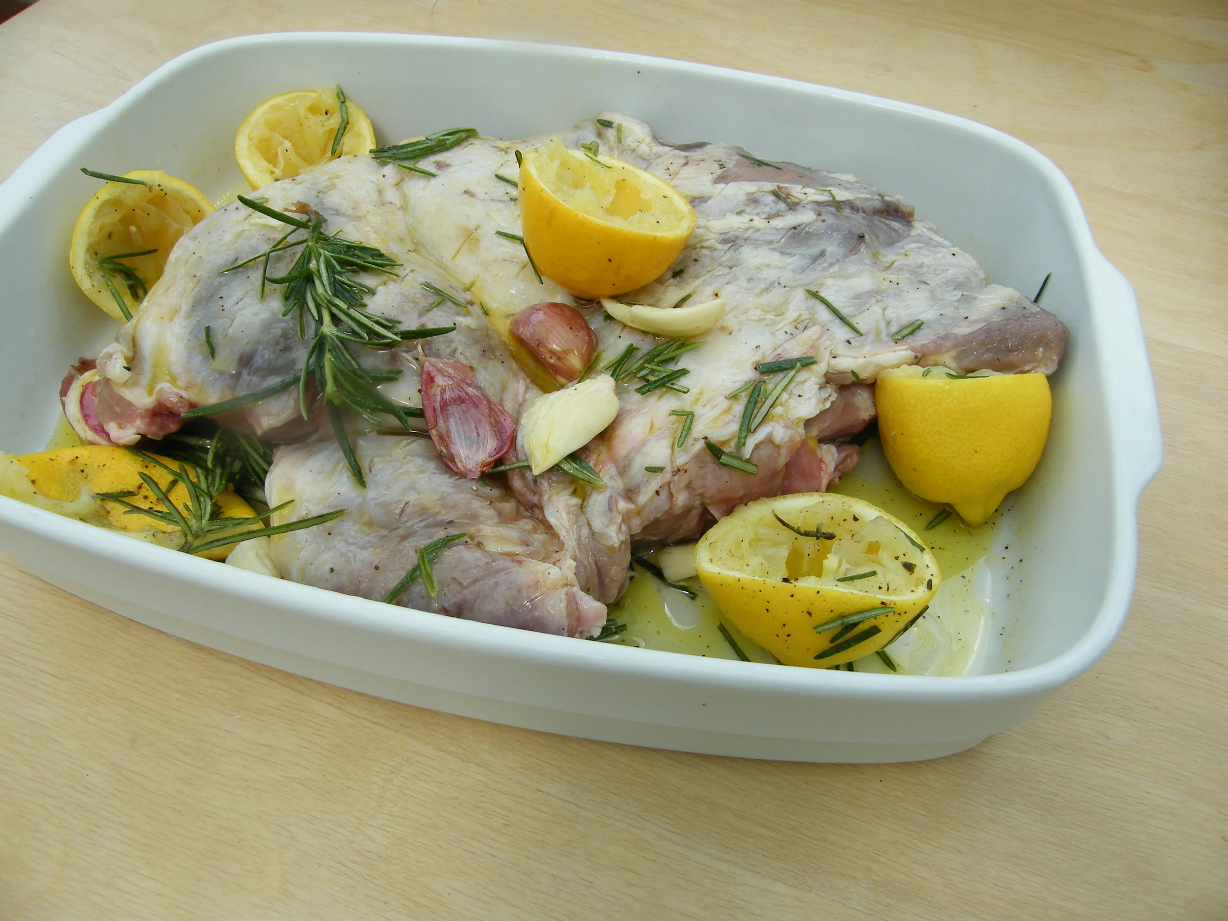 Shoulder of Lamb with Garlic, Rosemary and Lemon