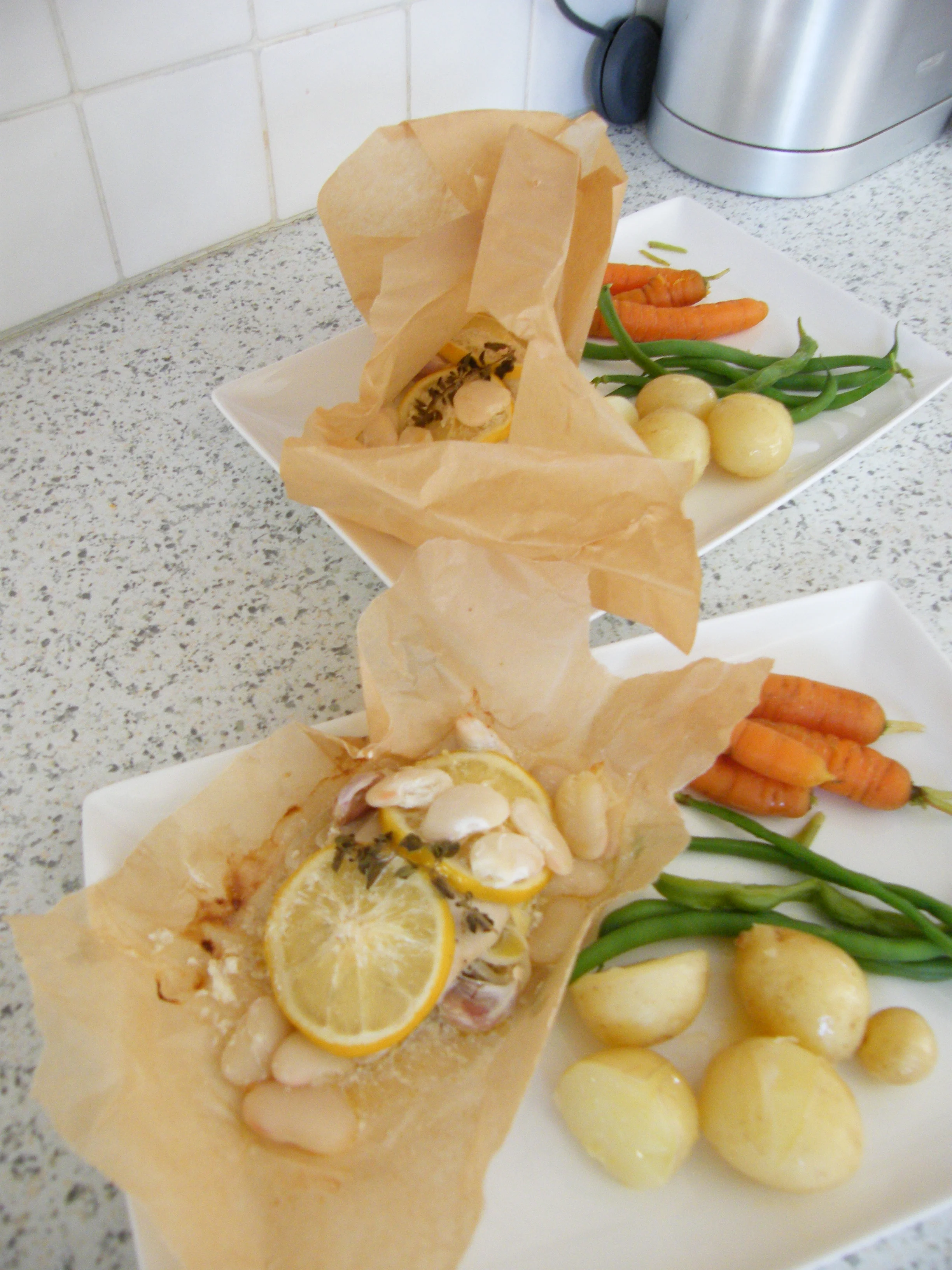 Sole en papillote with Cannellini Beans