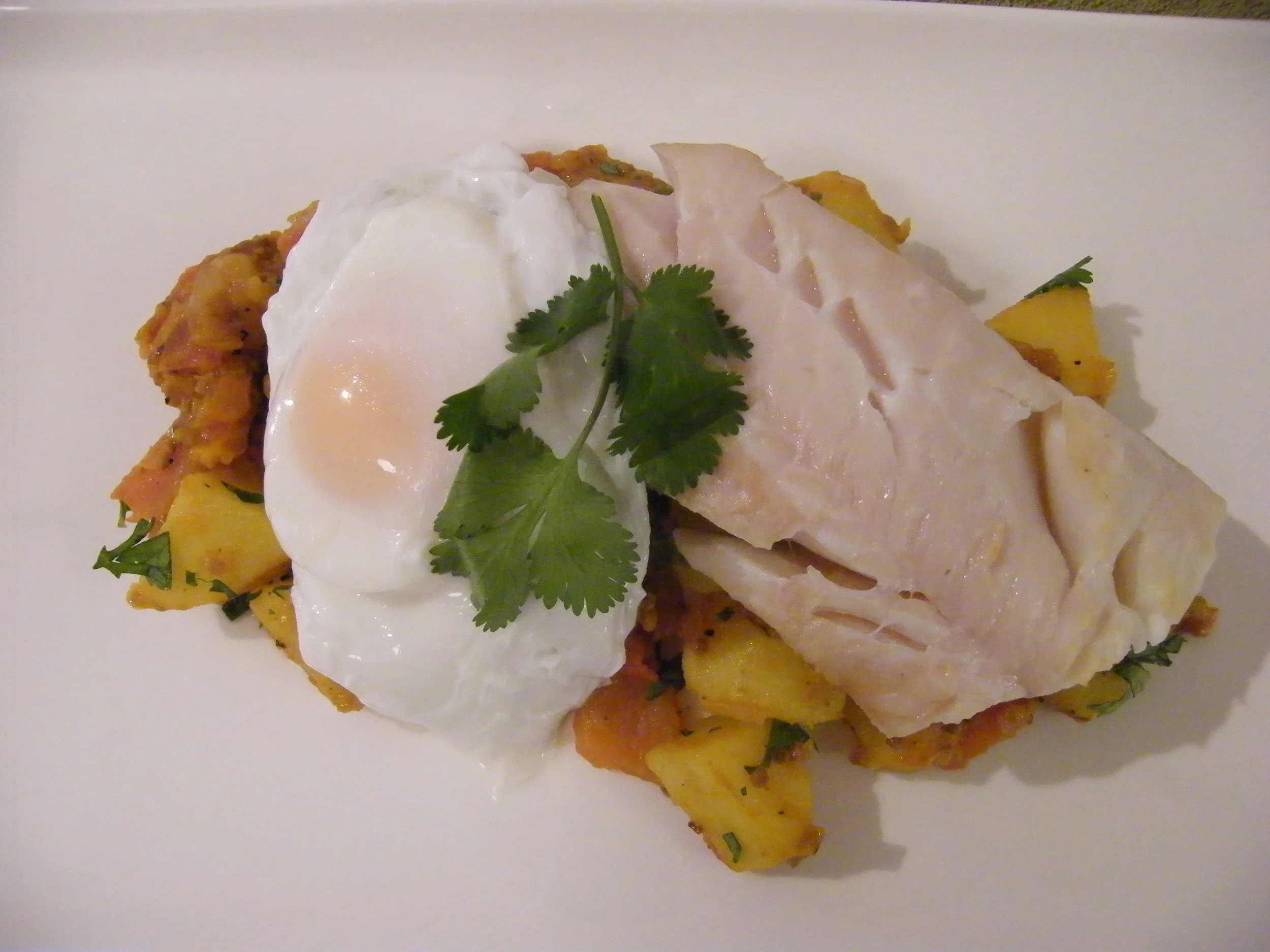 Smoked Haddock, Egg, Curried Potatoes
