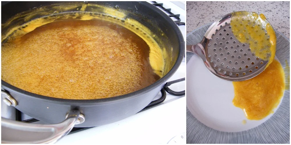 Bubbling away with sugar... skimmed as needed