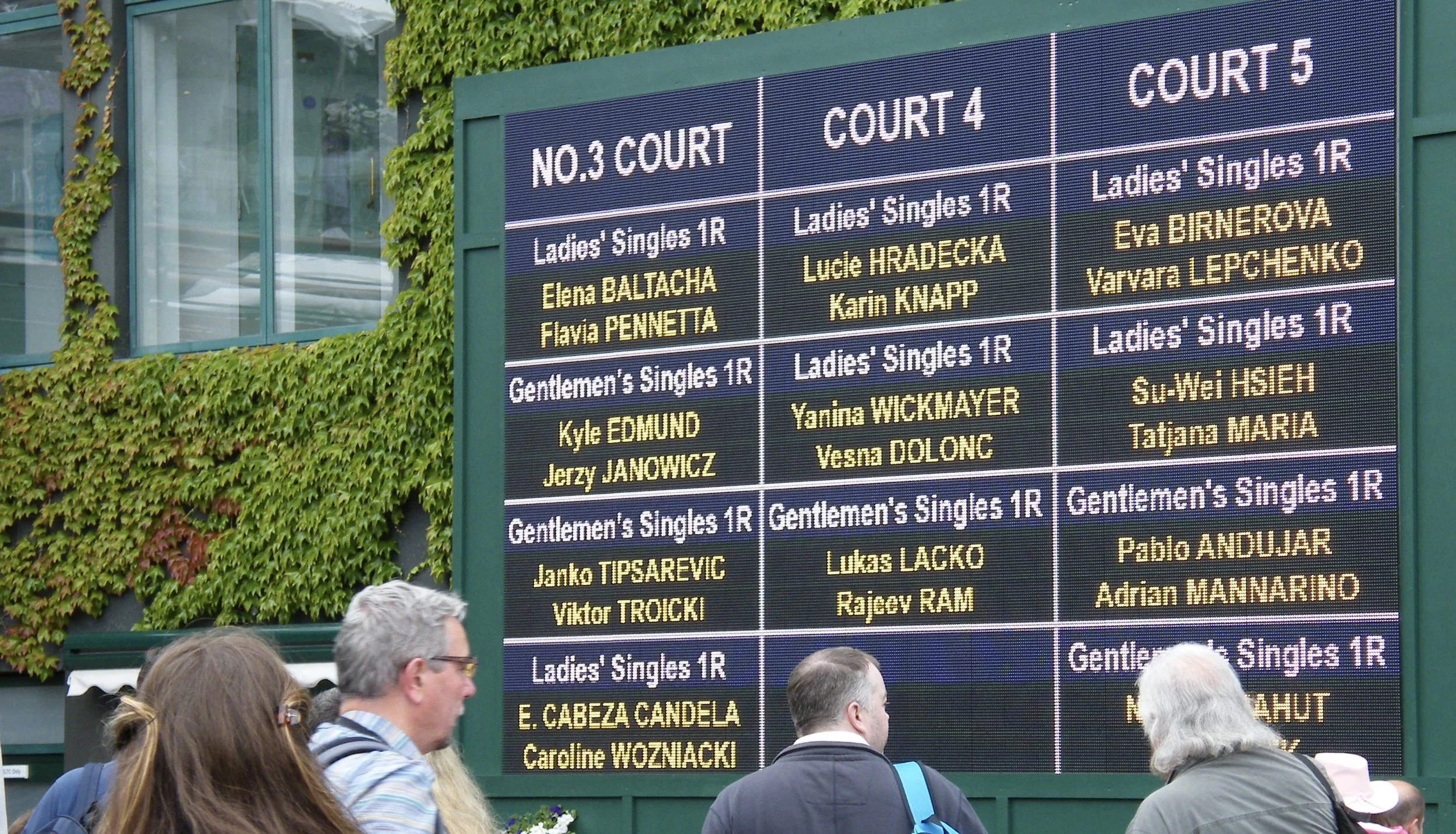 Our No. 3 Court schedule on the day... accent on the Brits!