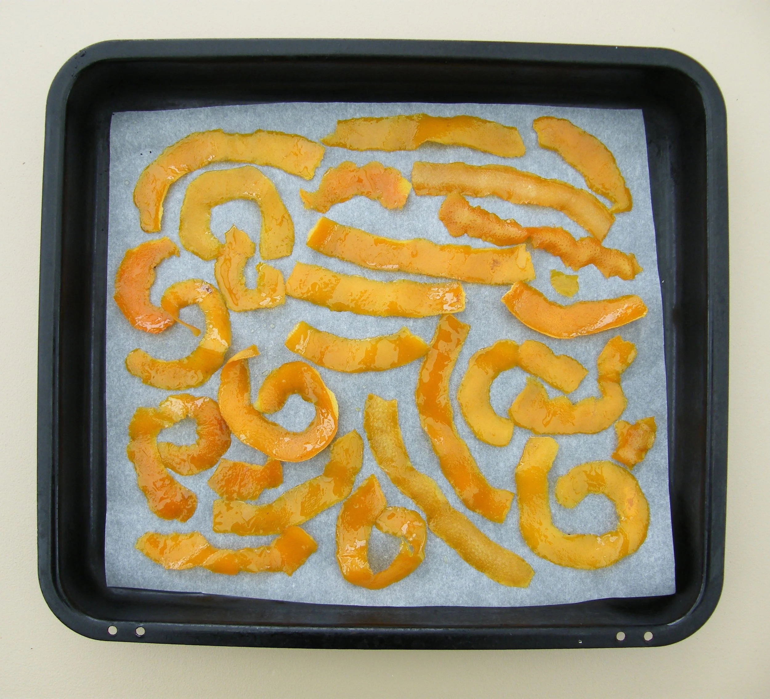 Dried orange peel. Ready for blitzing to a powder.