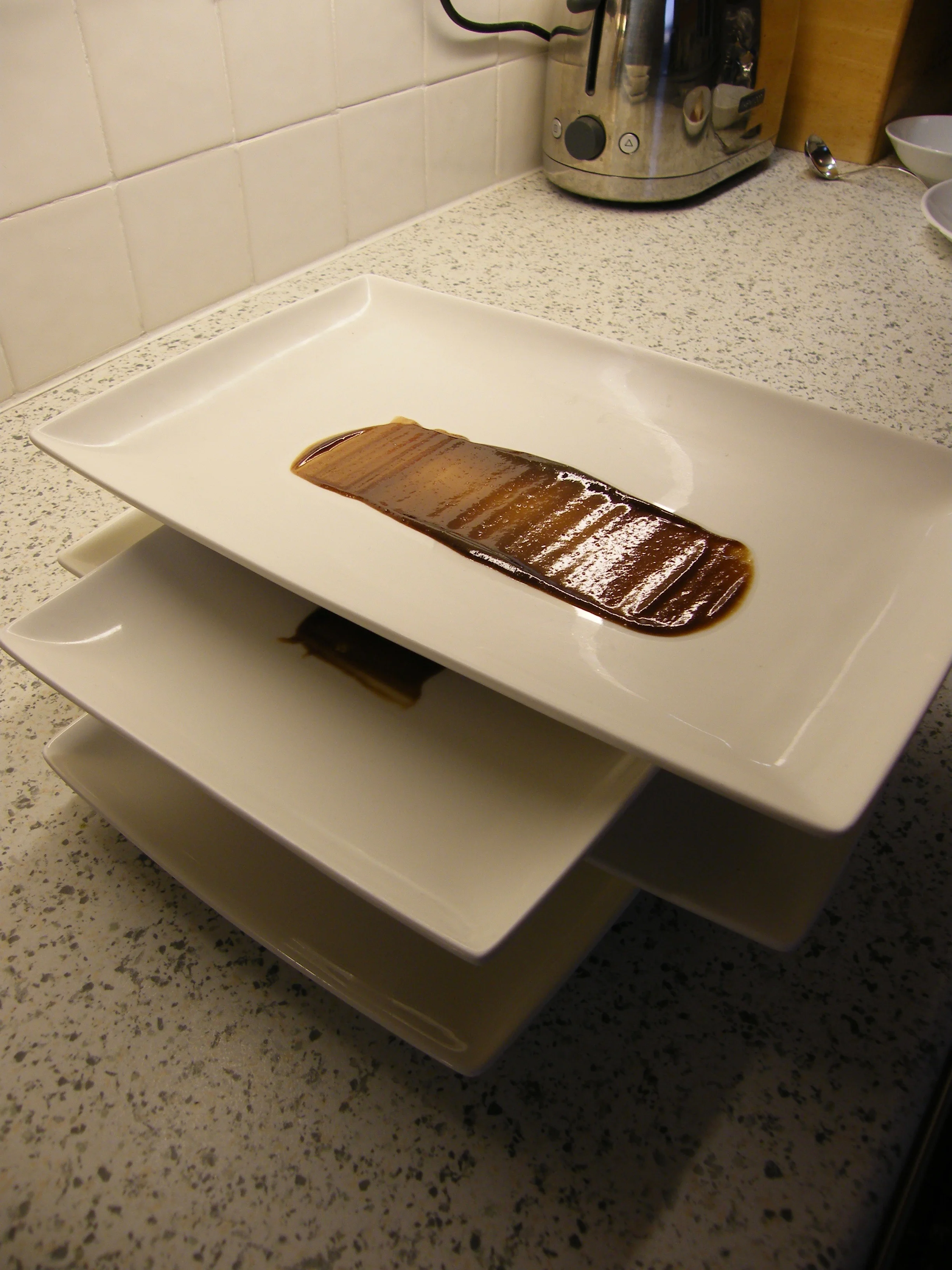 Stripes of molasses gel laid down to start things off.