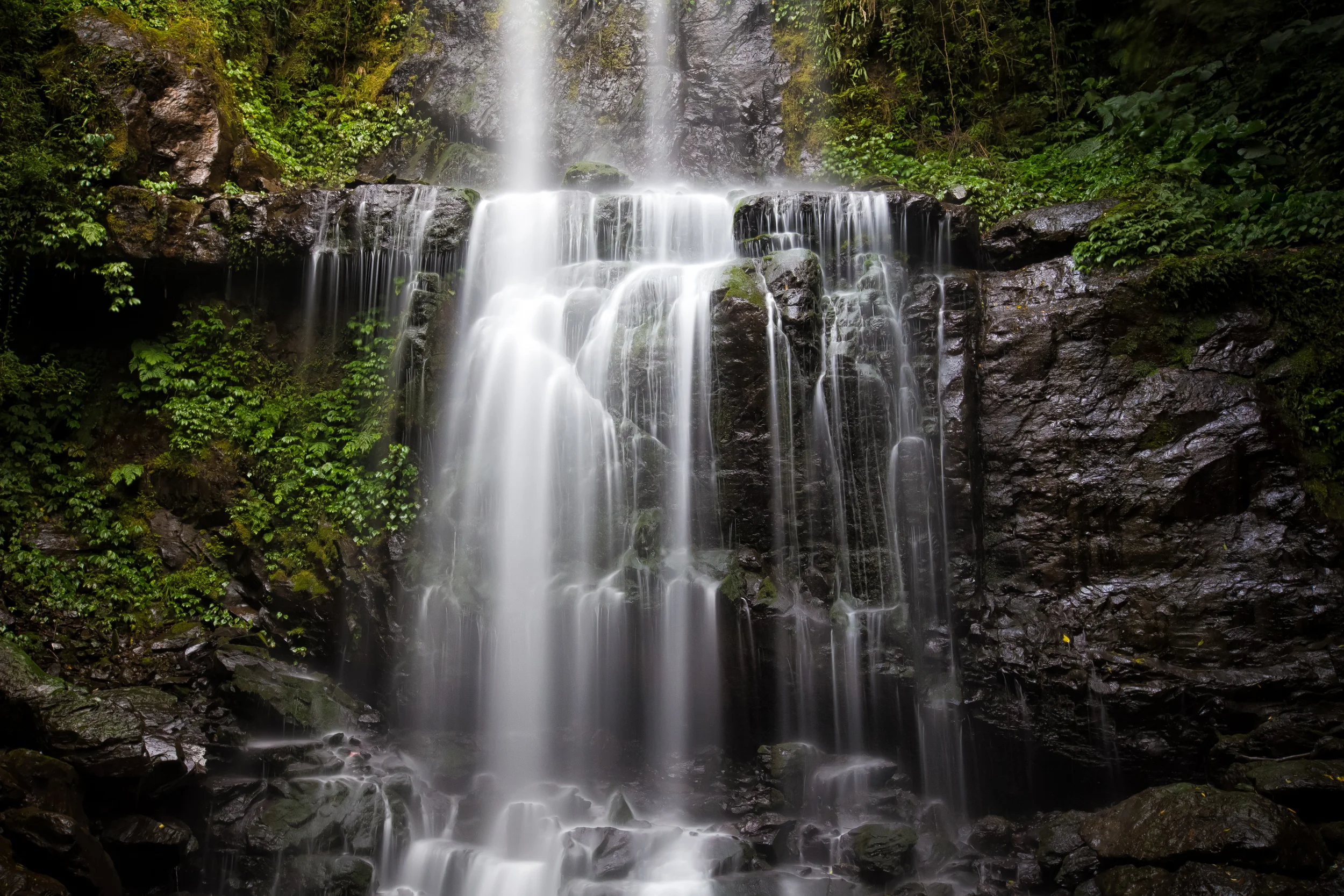 - A close up long exposure of the waterfall