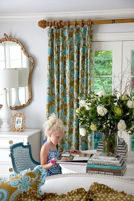 French pleat curtain on decorative pole