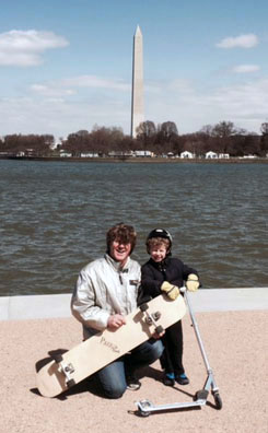 Topher and his son show off their extra-large board.