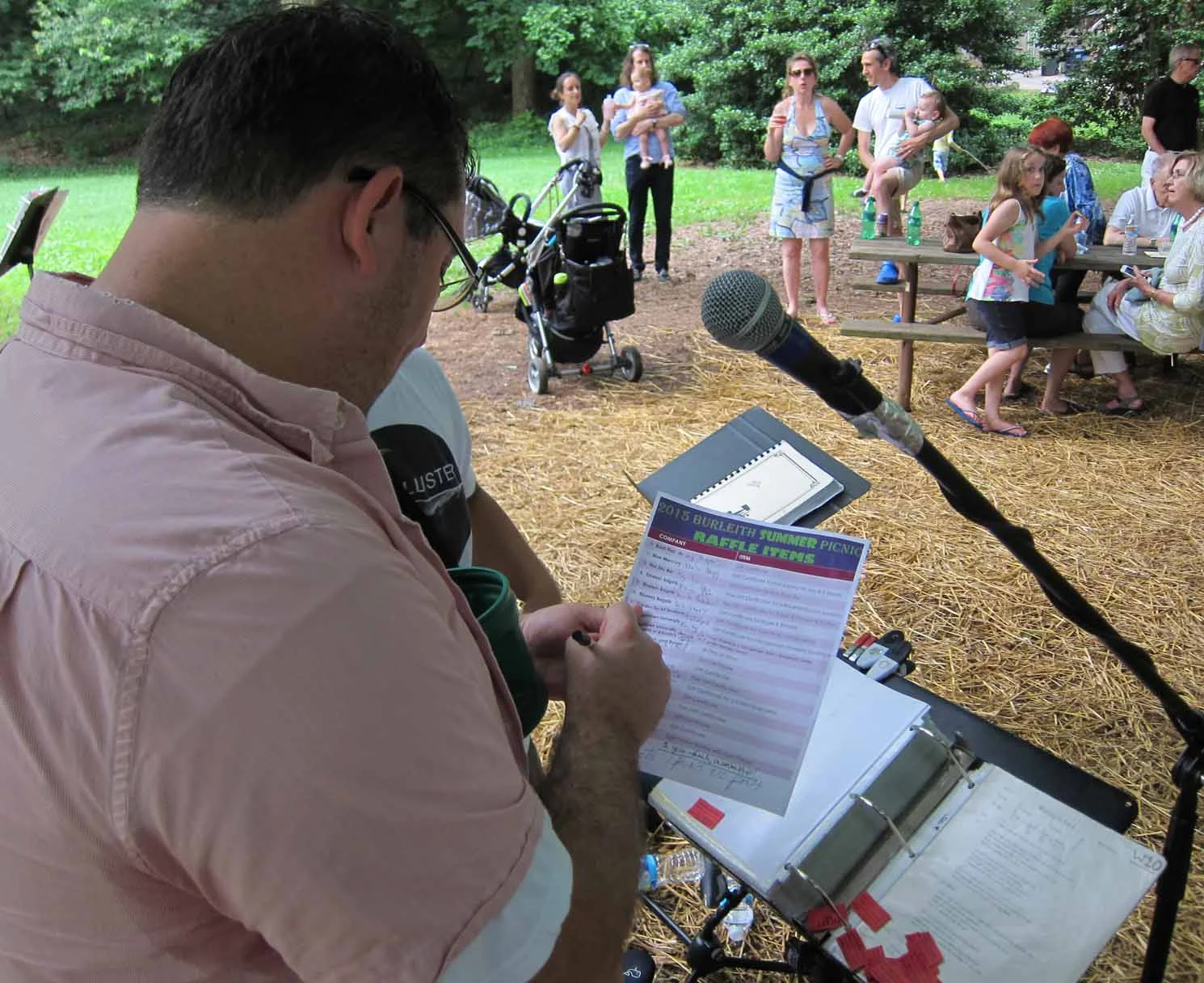 BCA president eric langenbacher serves as master of ceremonies for the highly successful raffle of gift certificates donated by local merchants.
