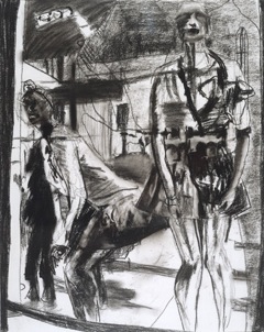 Linda Button's Growin’ Up (charcoal) was one of the works sold.