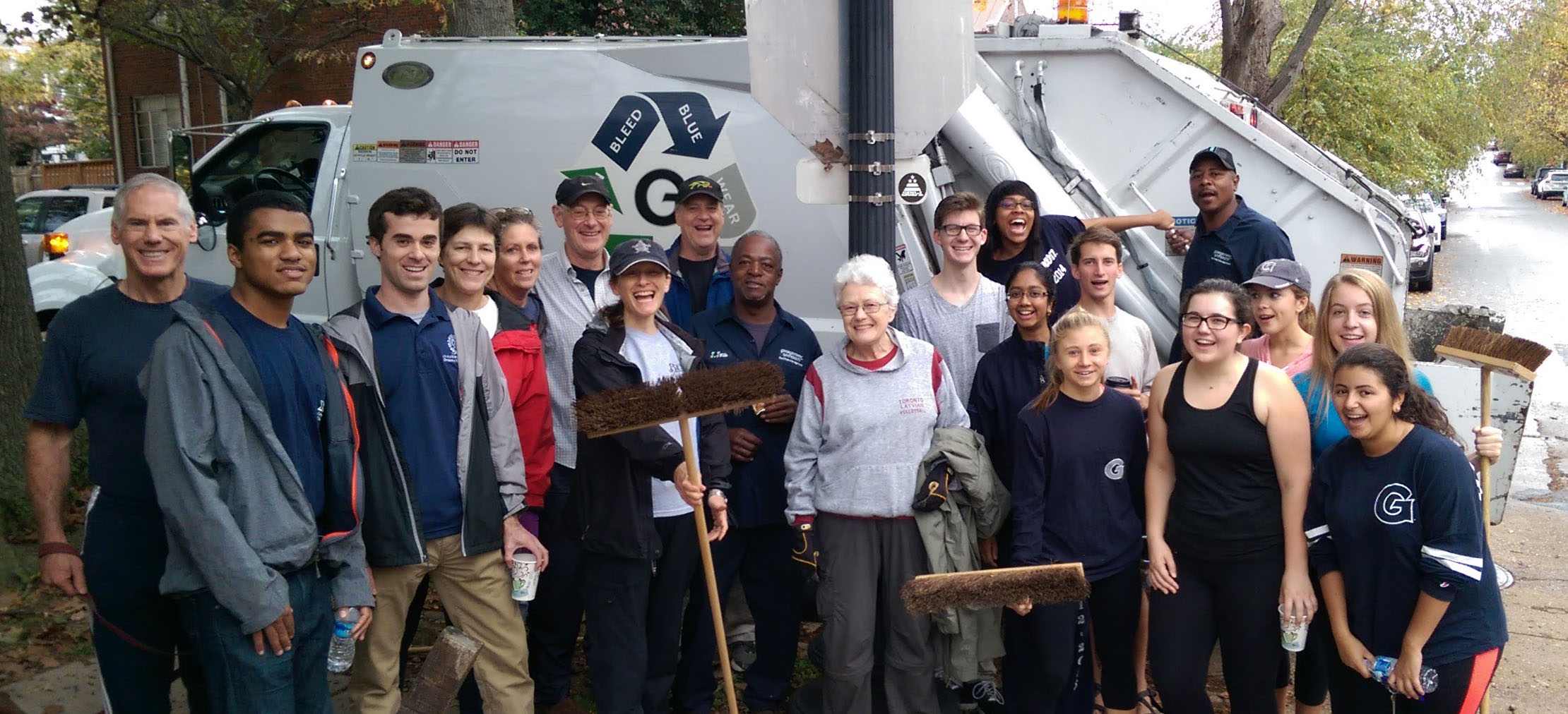 Georgetown university Facilities provided the trash truck and expertise from drivers Joe and Shaun. photos by glen harrison.
