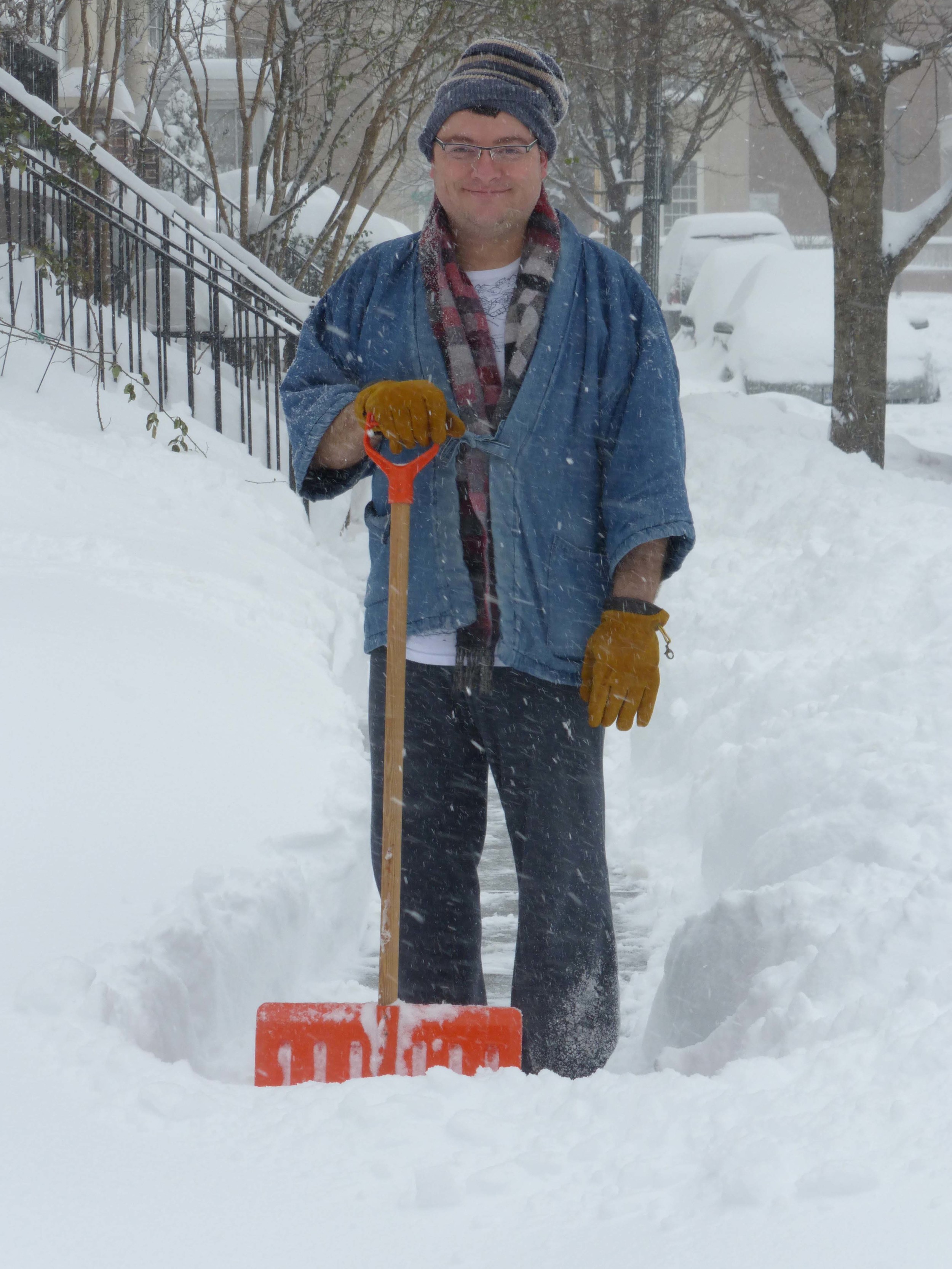 eric langenbacher tackles his front walk.